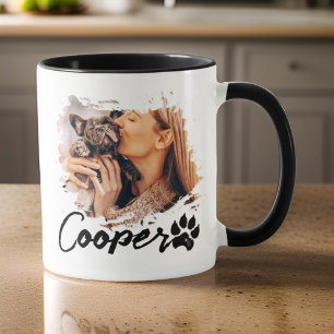 Pets enkla moderna Coola-typografi Namn 2-foto Mugg