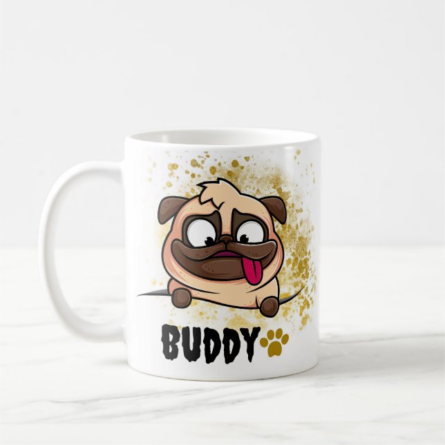 Pets enkla moderna Coola Typografi Namn och foto Kaffemugg (Vänster)