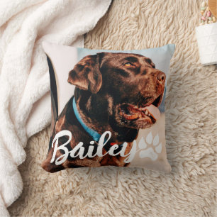 Pets enkla moderna Coola Typografi Namn och foto Kudde