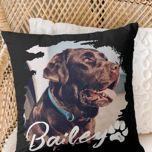 Pets enkla moderna Coola Typografi Namn och foto Kudde