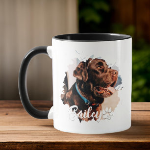 Pets enkla moderna Coola Typografi Namn och foto Mugg