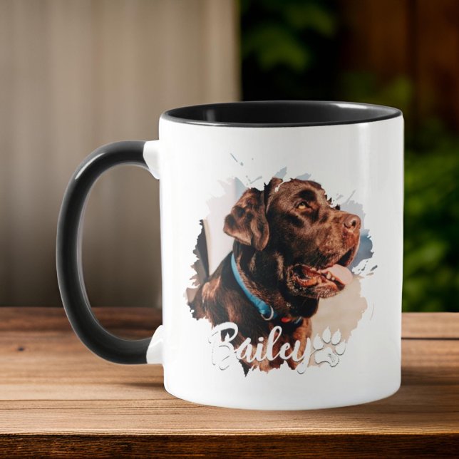 Pets enkla moderna Coola Typografi Namn och foto Mugg (Skapare uppladdad)