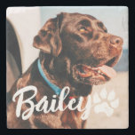 Pets enkla moderna Coola Typografi Namn och foto Stenunderlägg<br><div class="desc">Denna enkla och moderna design består av modern,  enkel,  lekfull skripttypografi. Lägg till ett foto av anpassningsbarnas husdjur.</div>