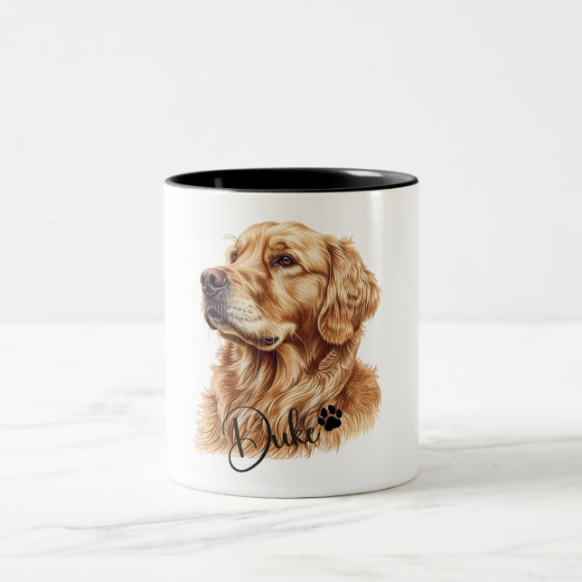 Pets enkla moderna Coola Typografi Namn och foto Två-Tonad Mugg (Center)