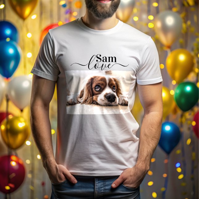 Pets enkla moderna Namn och foto T-Shirt (Skapare uppladdad)