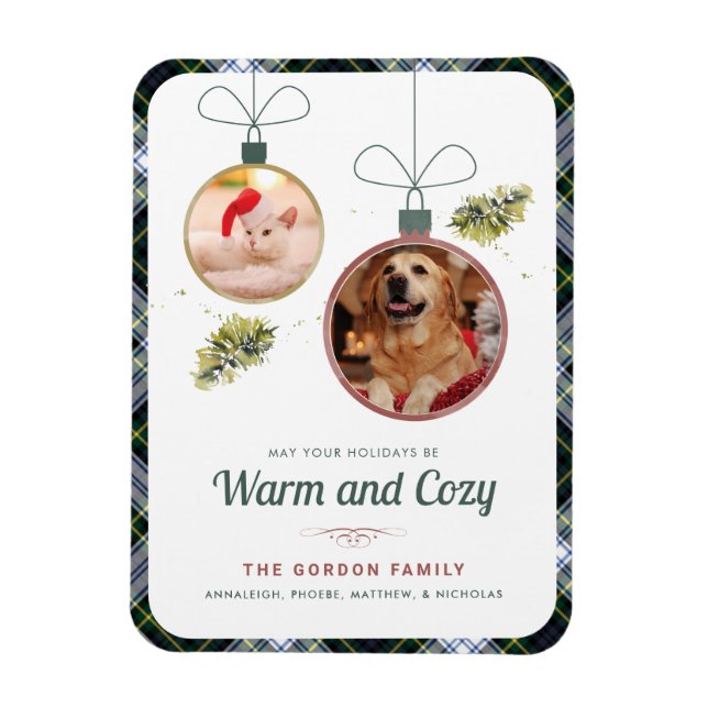 Pets Family jul Pet Photos Gordon Tartan Magnet (Vertikal)