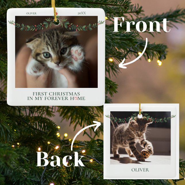 Pets första jul i Namn och datum för förlossningen Julgransprydnad Keramik (Skapare uppladdad)