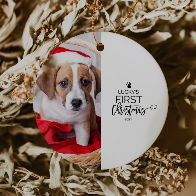 Pets första julfoto-Helgdag Julgransprydnad Keramik (Skapare uppladdad)