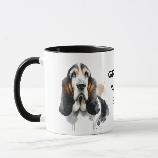 Pets Gram's Basset Watercolor Brown Personalize Mugg (Vänster)