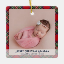 Pets Grandma jul Baby Photo Tartan