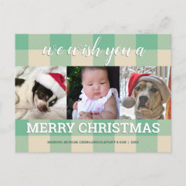 Pets Grönt Cream 3 Photo Collage jul Vykort
