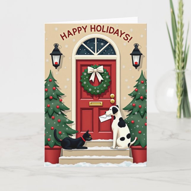 Pets Holiday Delivery Card Kort (Framsida)