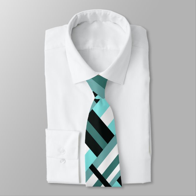Pets i Aqua, Teal, Black & White Modern Mönster Slips (Bunden)