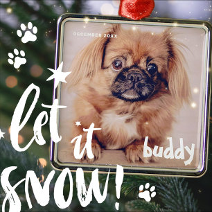 Pets Jul - Enkelt Cute Lycklig Julhälsningar Julgransprydnad Metall