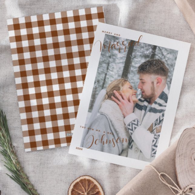 Pets Merry och Married Script Photo Julcard Julkort (Skapare uppladdad)