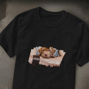 Pets Modern Grunge Coola Typography Namn Photo Tas T Shirt