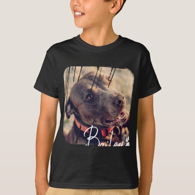 Pets Modern Simple Cool Nge Name And Photo  T Shirt (Framsida)