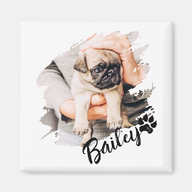 Pet's Modern Simple Cool Typography Name and Photo Magnet (Framsidan)