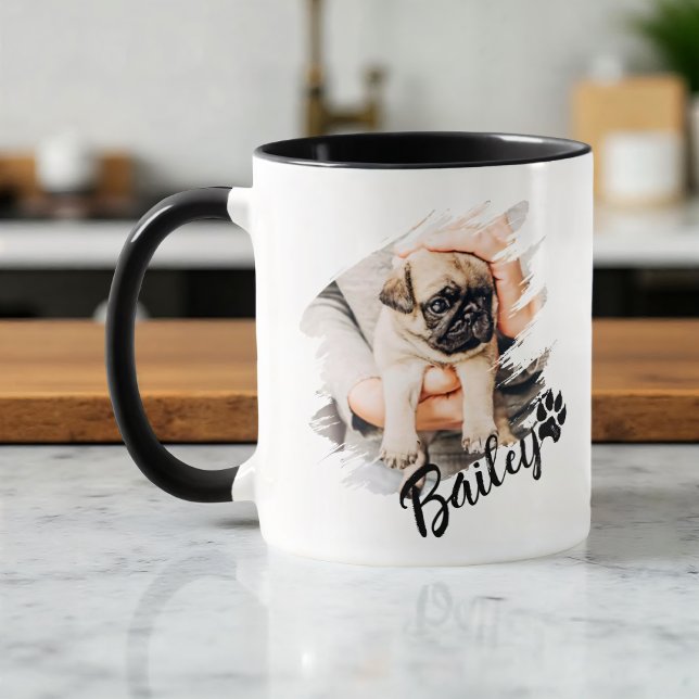 Pet's Modern Simple Cool Typography Name and Photo Mugg (Skapare uppladdad)