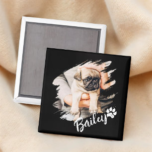 Pets Modern Simple Coola Typography Namn och Photo Magnet