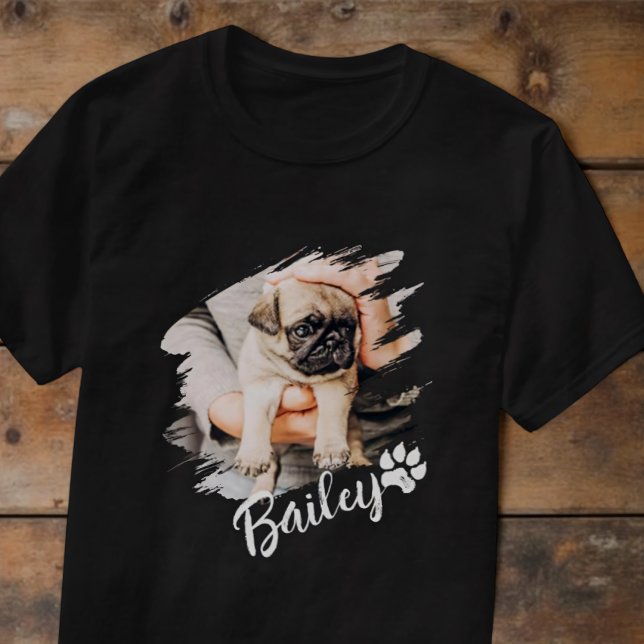 Pets Modern Simple Coola Typography Namn och Photo T Shirt (Skapare uppladdad)