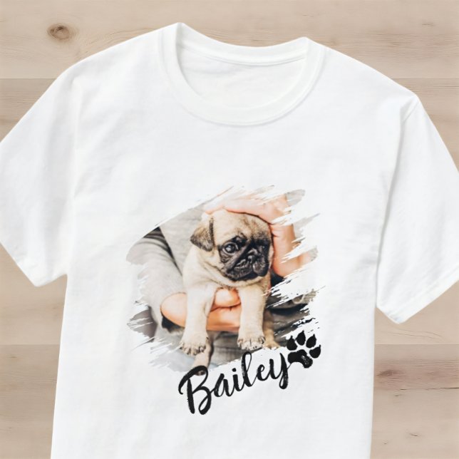 Pets Modern Simple Coola Typography Namn och Photo T Shirt (Skapare uppladdad)
