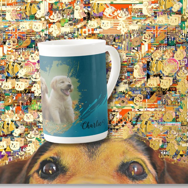 pets name elegant typography & photo benporslin mugg (Skapare uppladdad)