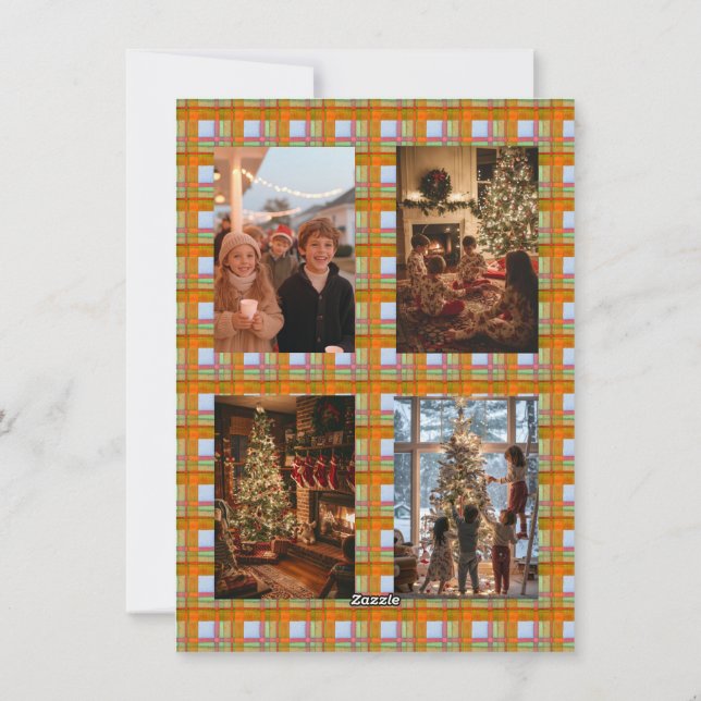 Pets Orange Bow Garland 5 Fotojul Julkort (Baksida)