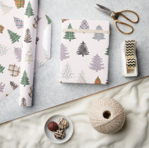 Pets Patterned Julgranar Benvit Presentpapper