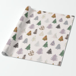 Pets Patterned Julgranar Benvit Presentpapper