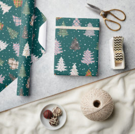 Pets Patterned Julgranar Mönster i Grönt Presentpapper