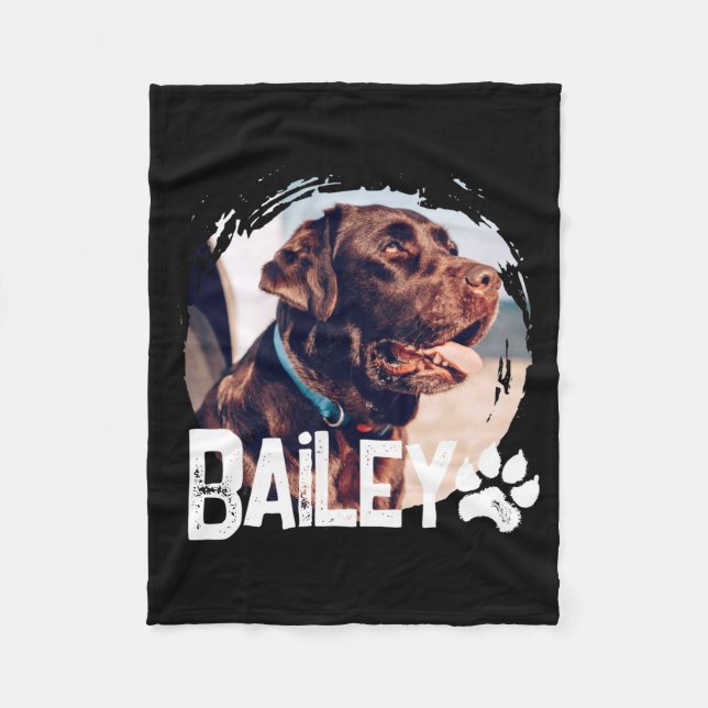 Pets Simple Modern Cool Nge Name And Photo  Fleecefilt (Framsidan)