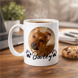 Pet's Simple Modern Cool Typography Name and Photo Kaffemugg