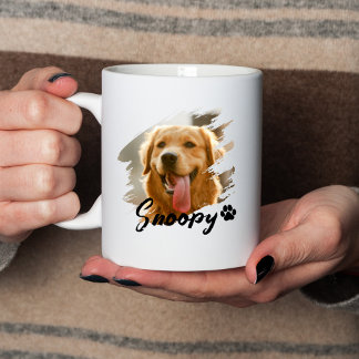 Pet's Simple Modern Cool Typography Name and Photo Mugg