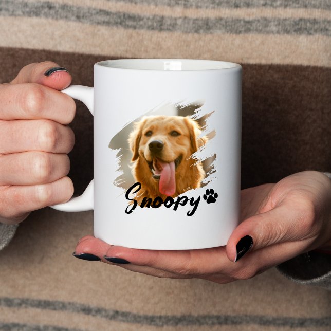Pet's Simple Modern Cool Typography Name and Photo Mugg (Skapare uppladdad)