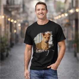 Pet's Simple Modern Cool Typography Name and Photo T Shirt