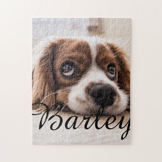 Pet's Simple Modern Elegant Chic Name and Photo  Pussel (Vertikal)