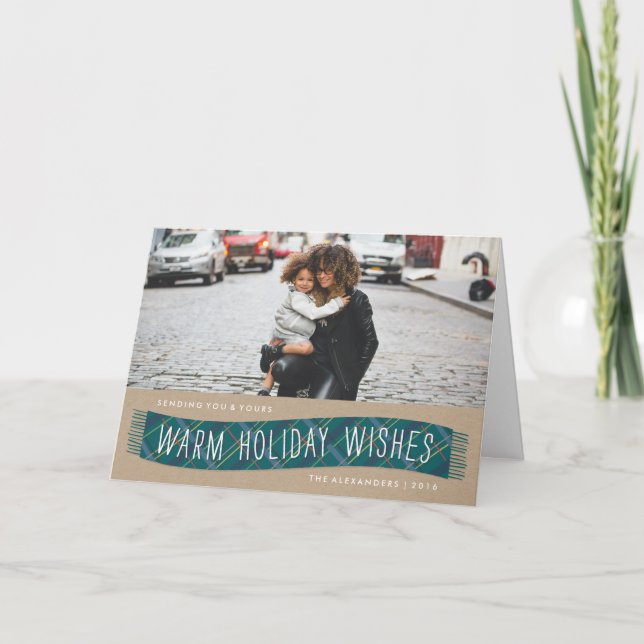 Pets Winter Scarf-Helgdag Card - Teal Helgkort (Framsida)