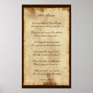 "Pets's Prayer" Memorial Dikt Parchment Poster