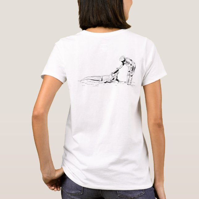 Petting an Alligator Line Art T-Shirt (Baksida)
