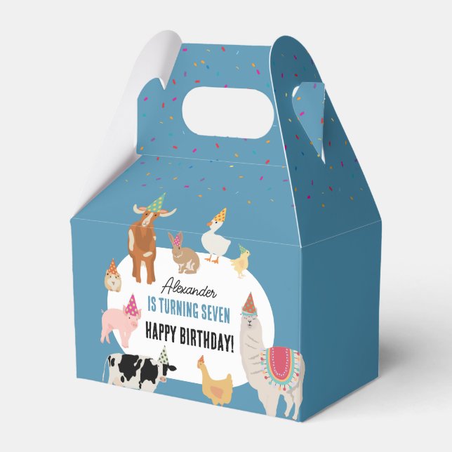 Petting Zoo Party Animals Barnyard Birthday Boy Presentaskar (Framsidan Sidan)