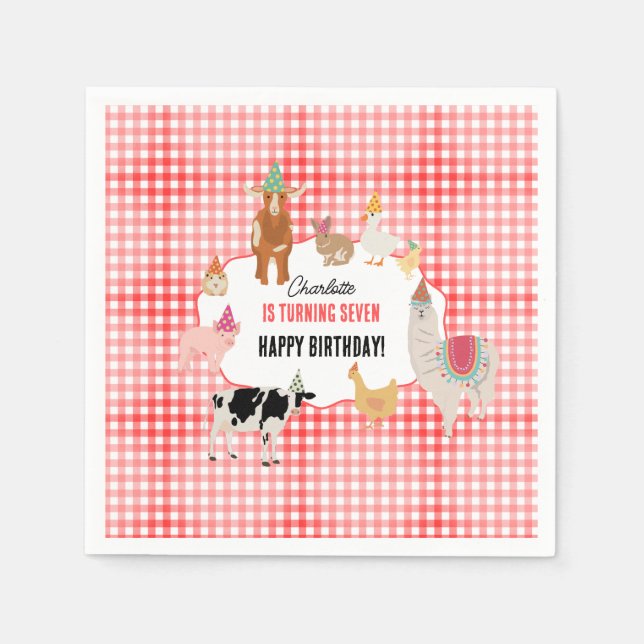 Petting Zoo Party Animals Barnyard Birthday Kids Pappersservett (Framsidan)