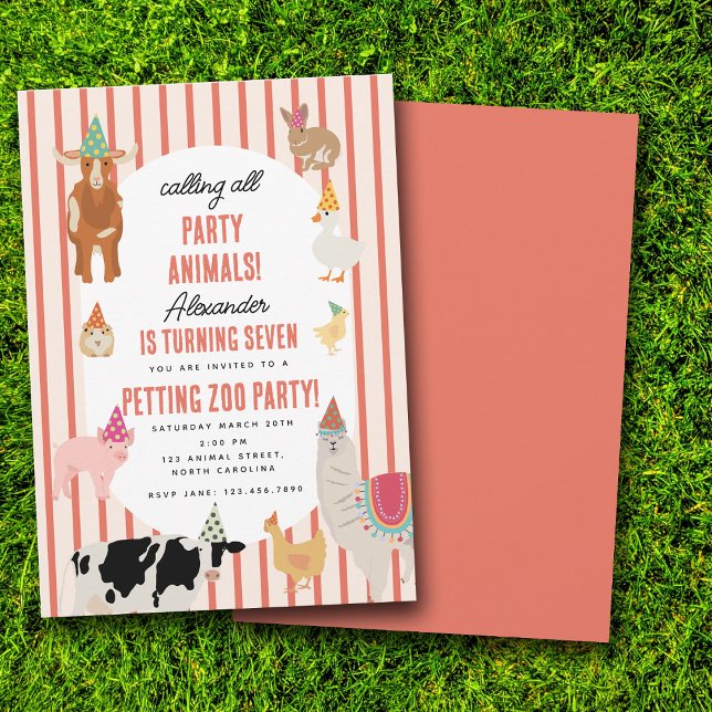 Petting Zoo Party Animals Barnyard Birthday Theme Inbjudningar (Petting Zoo Party Animals Barnyard Birthday Theme Invitation)
