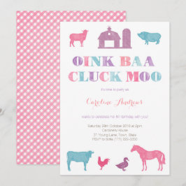 petting zoo party, gamle macdonald farm girl inbjudningar