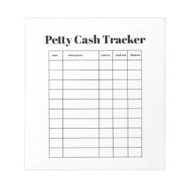 Petty Cash Tracker Notepad Anteckningsblock