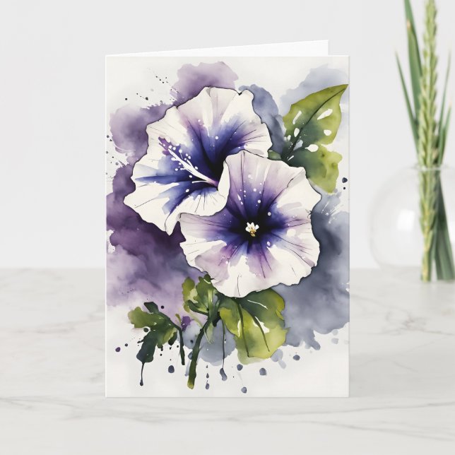 Petunia - Akvarellblommor Kort (Framsida)