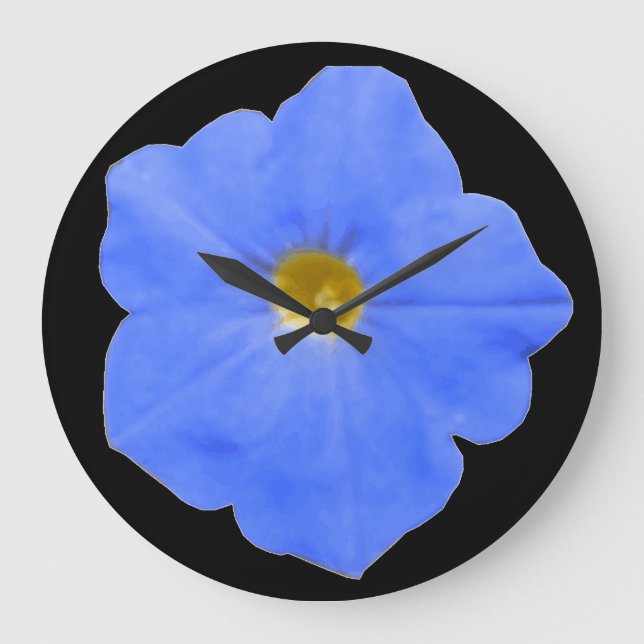Petunia Blue and Gult Wall Clock Stor Klocka (Framsida)