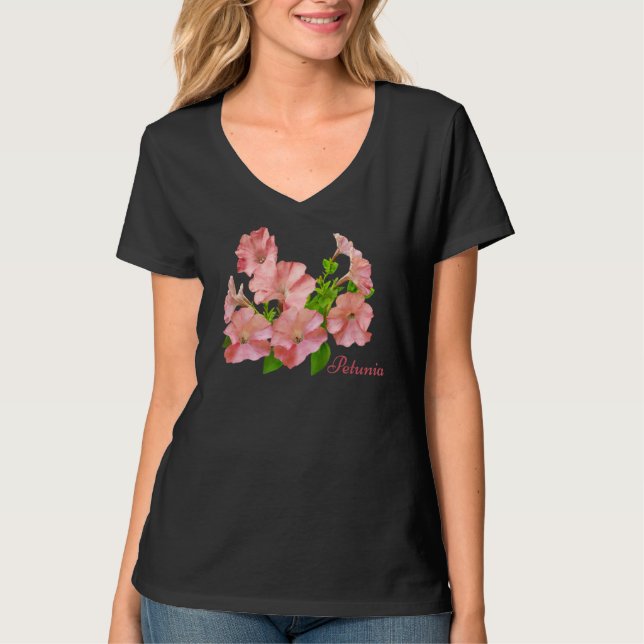 Petunia Botanical Flower T Shirt (Framsida)