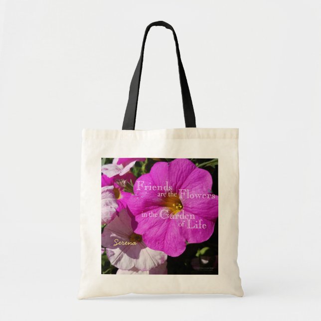 Petunia Flowers/Bright Rosa and Blek Rosa / Tygkasse (Framsidan)