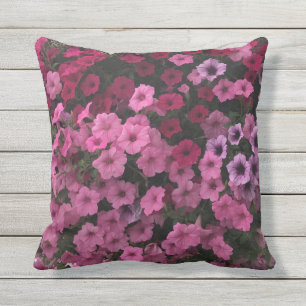 Petunia Flowers Utomhusets Rosa Lila Garden Bench Kudde